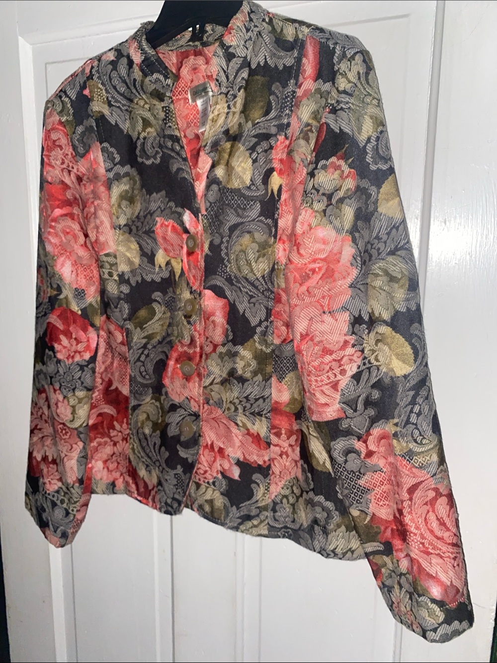 Coldwater Creek Women’s Damask Floral Print Jacket Size PL Petite Large